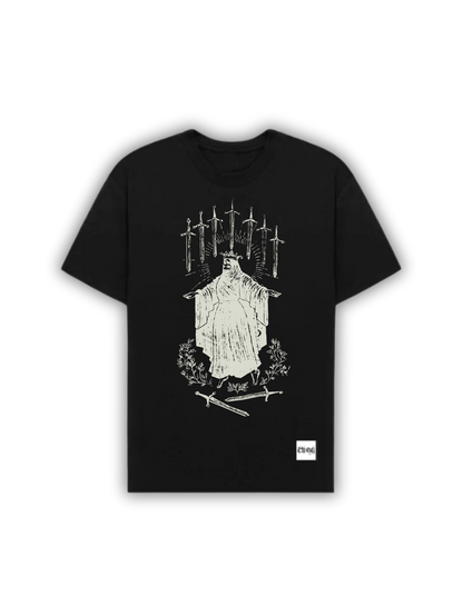 Camiseta Oversized Espada e Misticismo - Moda Streetwear Dark