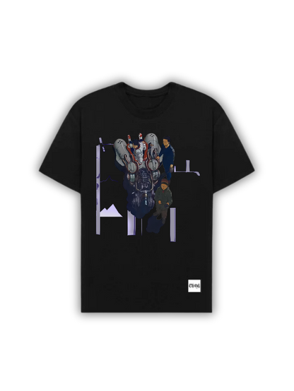 Camiseta Oversized Cyberpunk com Estampa Futurista