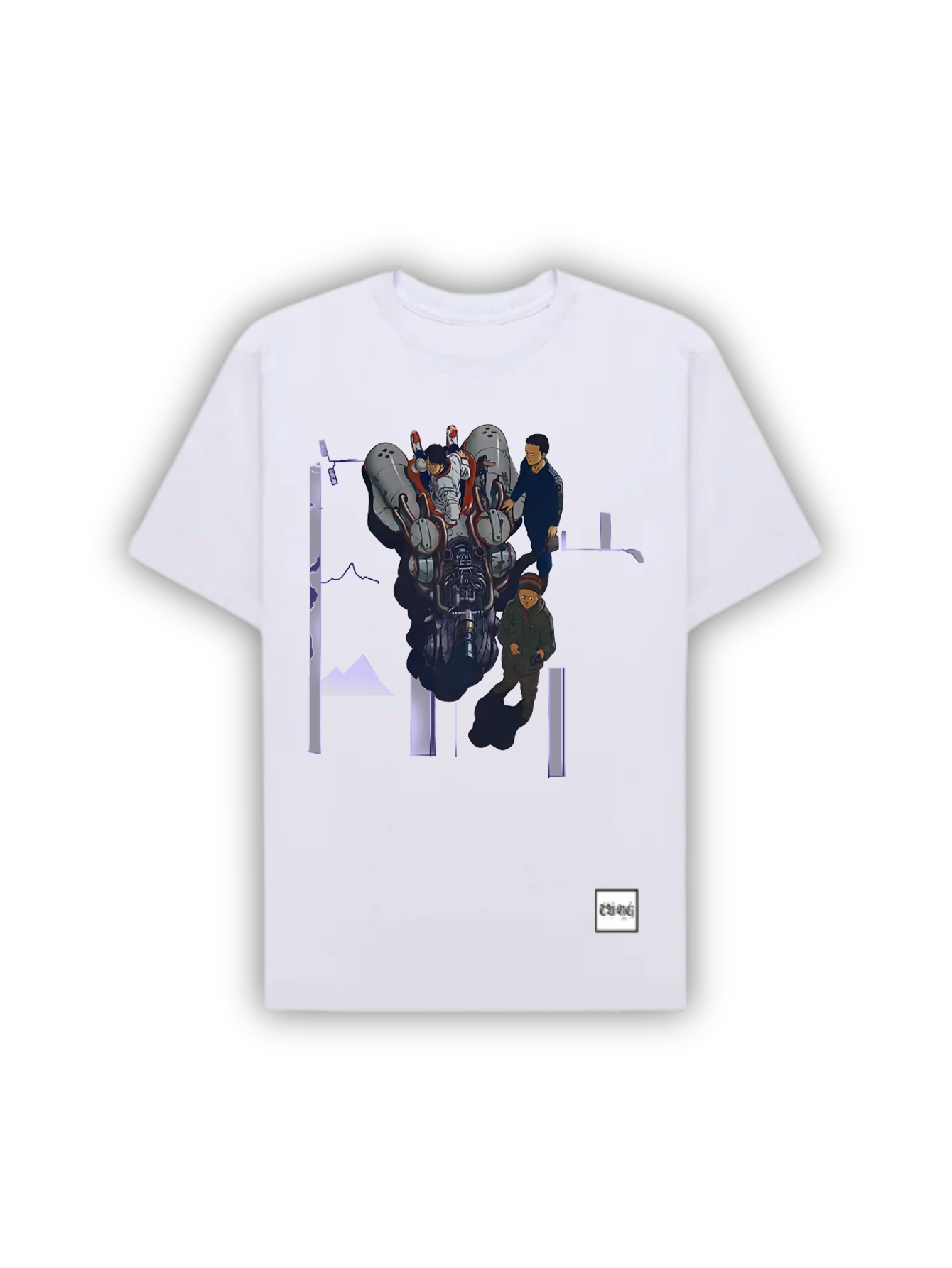 Camiseta Oversized Cyberpunk com Estampa Futurista