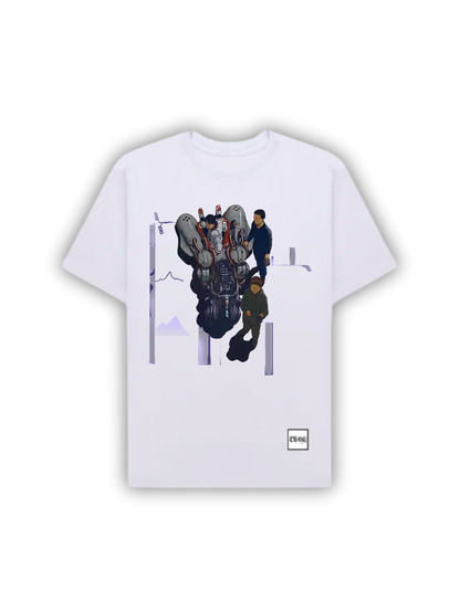 Camiseta Oversized Cyberpunk com Estampa Futurista