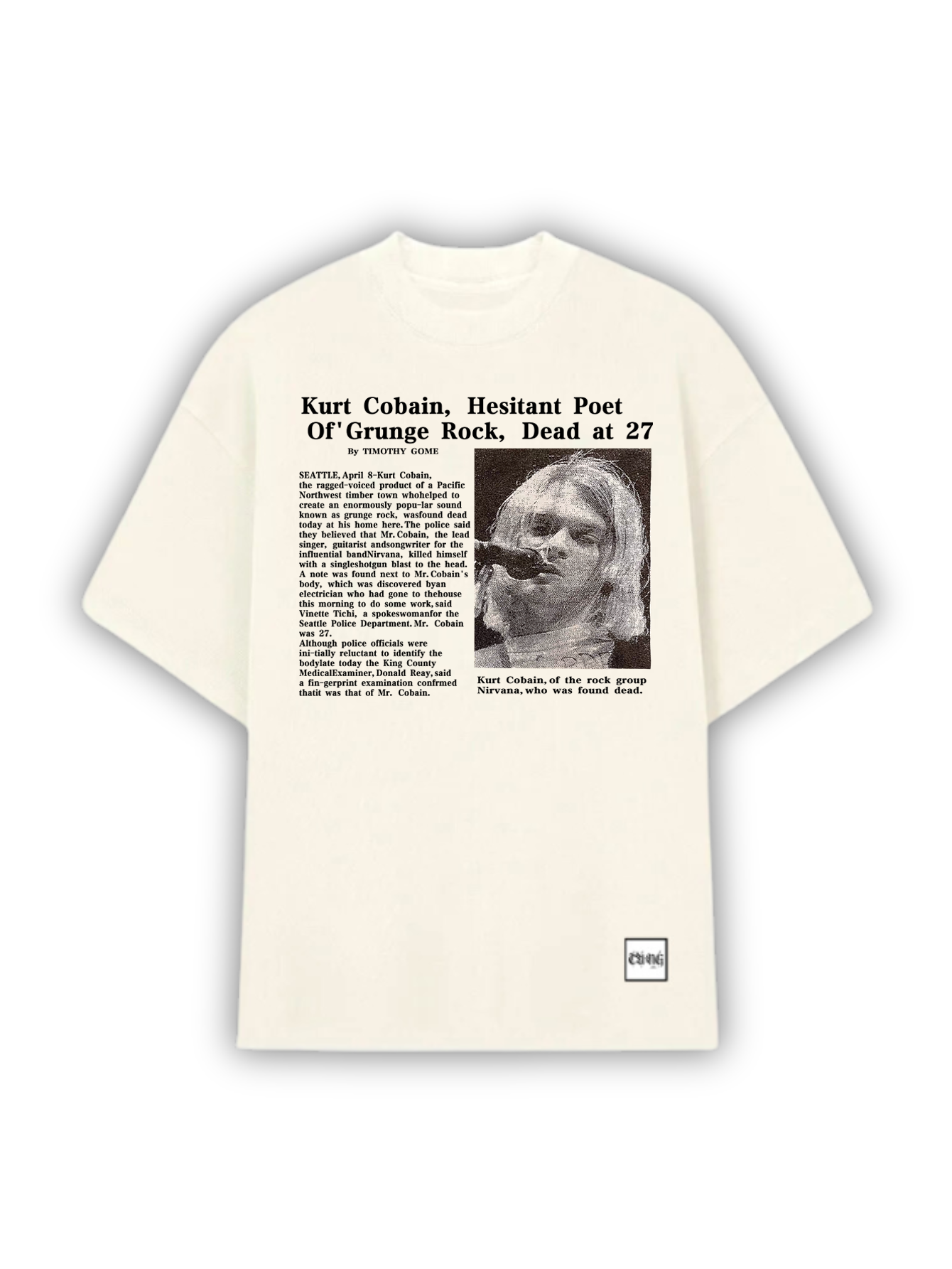 Camiseta Oversized Grunge Rock Kurt Cobain