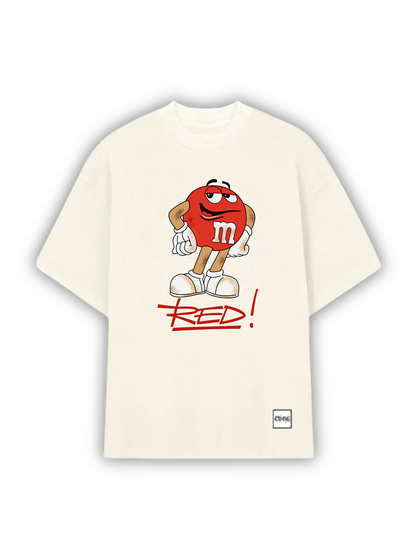 Camiseta Oversized M&M’s Red - Estampa Divertida e Retrô